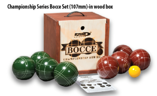 Tournament Bocce Set (107mm) – in Wood Box - Made in USA